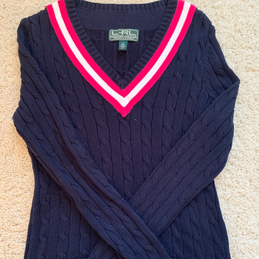 NWOT Ralph Lauren navy and pink sweater